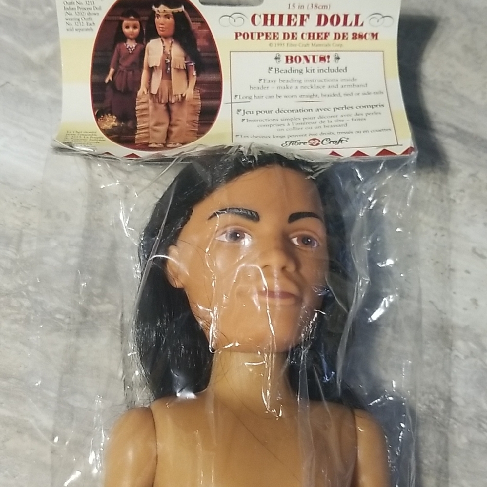 15in Chief Doll with Black Hair Fibre Craft  1995